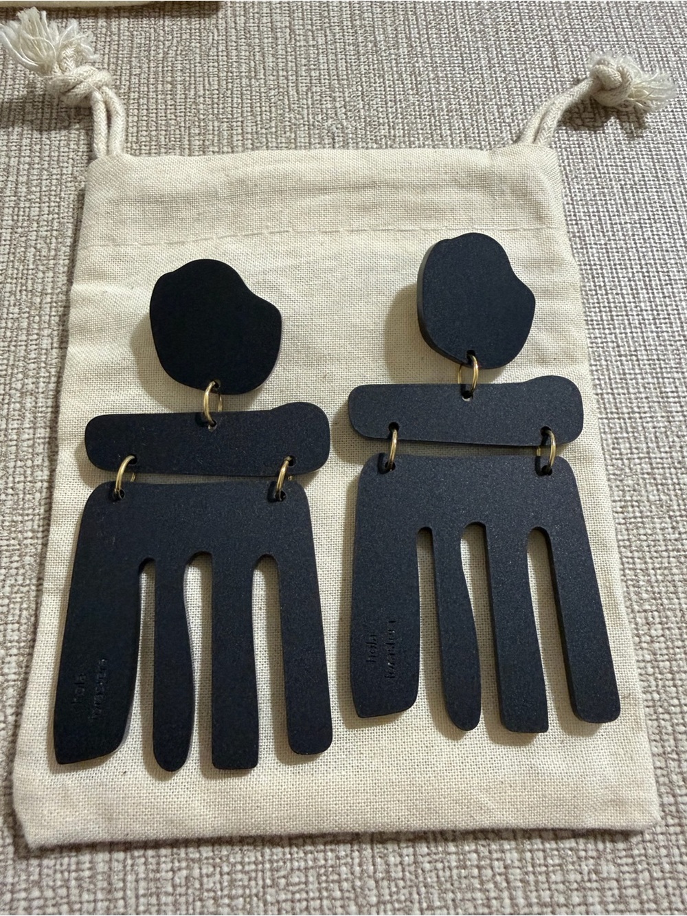 Modern Black Statement Kids Earrings